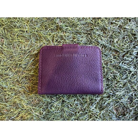 Portland Leather Bundle Mini Bifold Wallet Plum Leather Wallet Nutmeg Small Bag - Picture 3 of 8